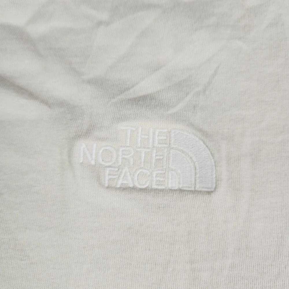 The‎ North Face T-Shirt Mens 2XL Off-White Cotton Embroidered Logo Crew Neck